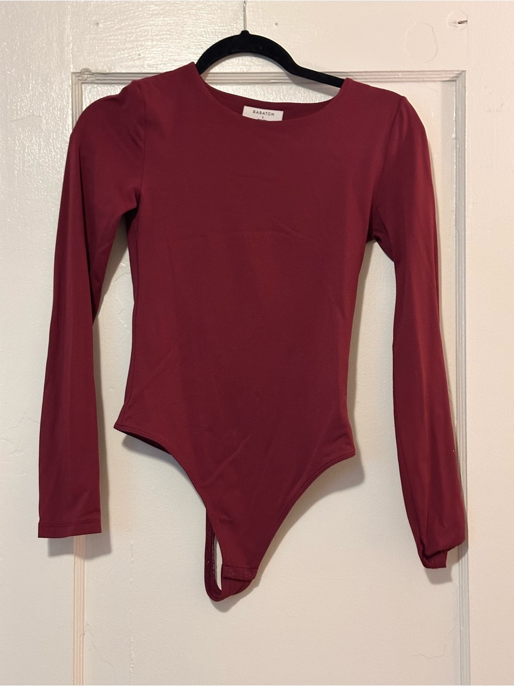 Babaton Maroon Long-Sleeve Bodysuit